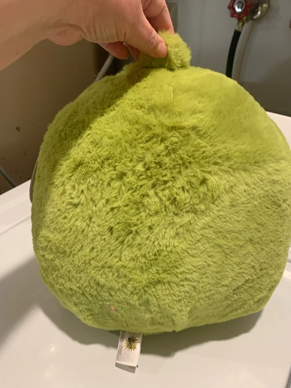 Plush Grinch Character Pillow with Heart Patch - Lime Green